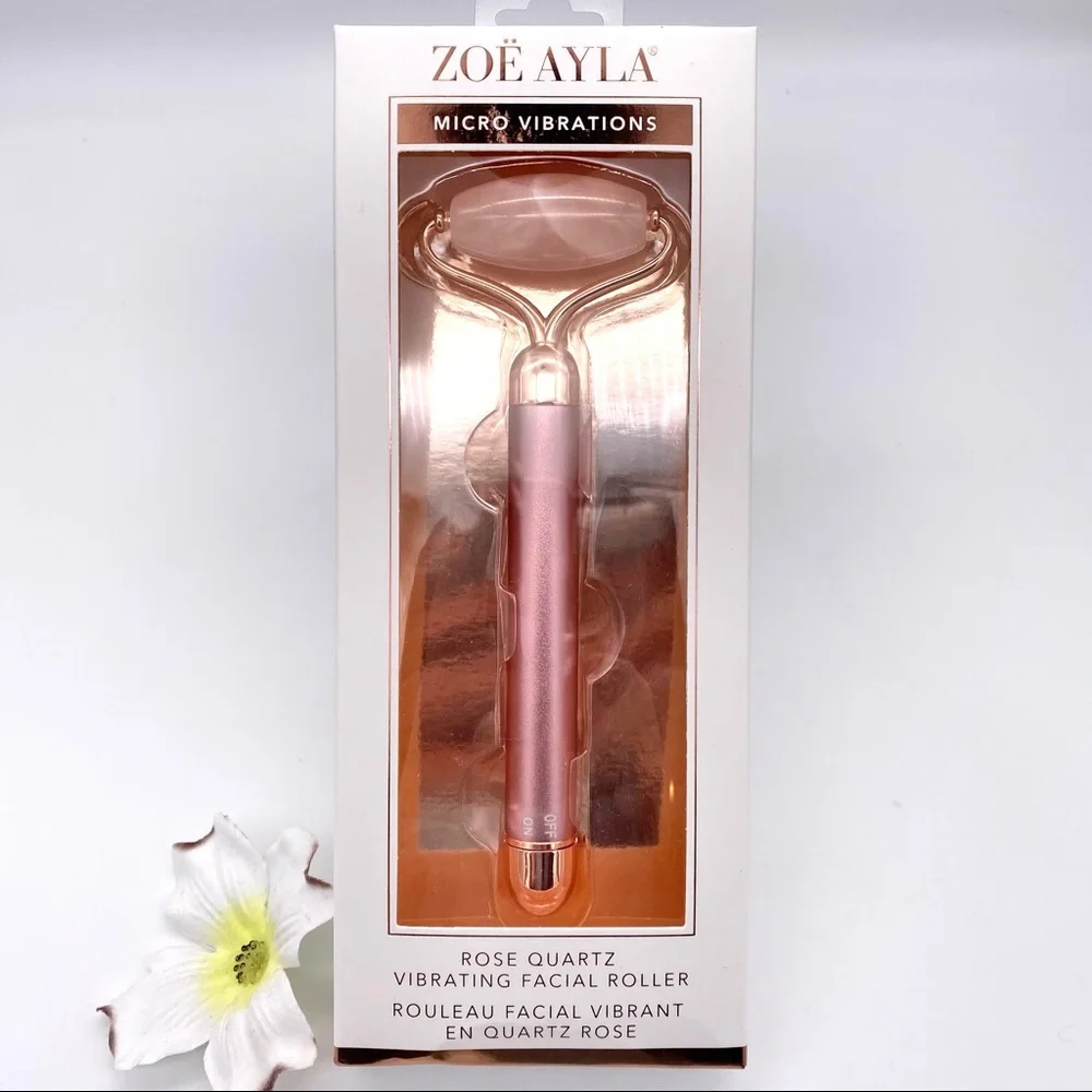 NIB Zoë Ayla Rose Quartz Vibrating Facial Roller - Picture 9 of 15
